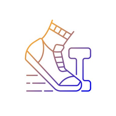 Sabah egzersizi gradyan doğrusal vektör simgesi. Sabahları günlük egzersiz için koşuyor. Açık hava sporu. İnce çizgi renkli semboller. Modern tarz pictogram. Vektör izole çizimi