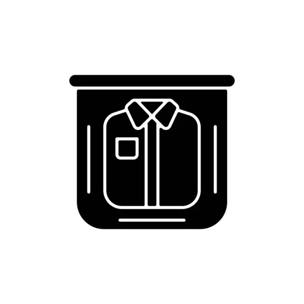 Одежда Пластиковом Пакете Икона Черного Знака Чистый Компресс Упаковки Одежды — стоковый вектор
