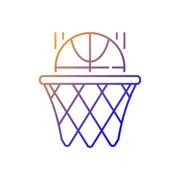 バスケットボールのグラデーション線形ベクトルアイコン 運動のためのチームスポーツ フープでボールを撃つと得点の目標 細い線の色記号 現代風ピクトグラム ベクトル絶縁外形図面 — ストックベクタ
