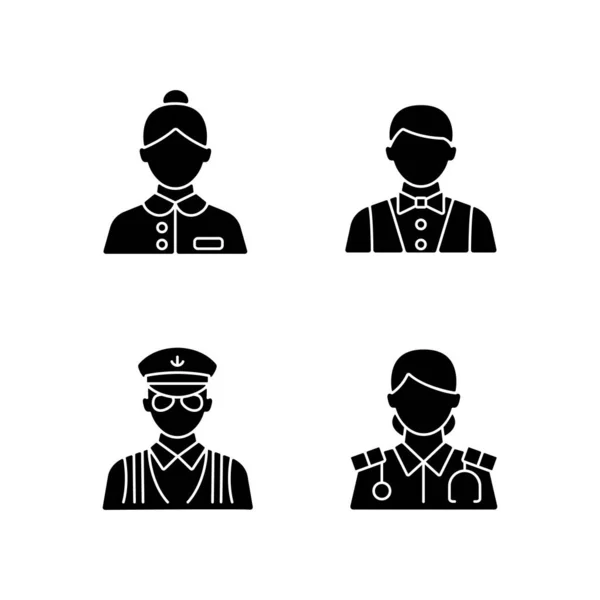 Cruise Staff Black Glyph Icons Set White Space Providing Interesting — Stock Vector