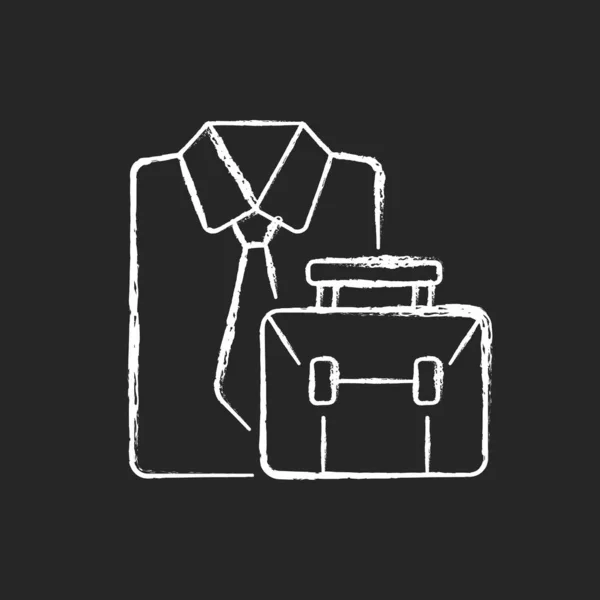 Формальная Одежда Портфель Мелом Белый Значок Темном Фоне Профессиональный Рабочий — стоковый вектор
