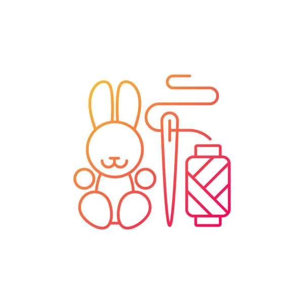 Ручная Игрушка Градиентный Линейный Вектор Значок Кролик Амигуруми Ручная Работа — стоковый вектор