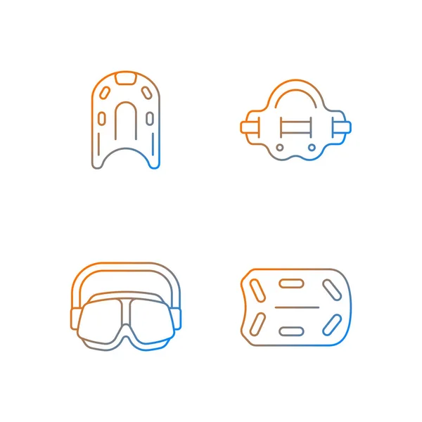 Swimming Pool Supplies Gradient Linear Vector Icons Set Kickboard Aqua — ストックベクタ