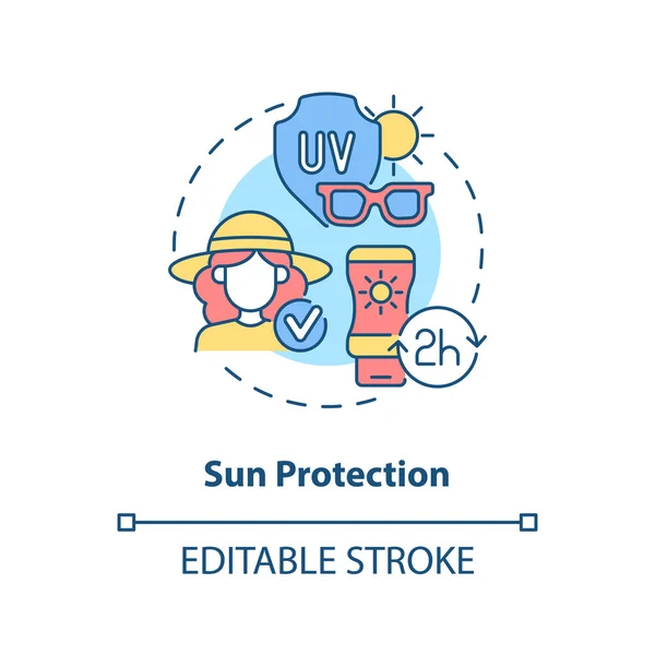 Ikona Koncepcji Ochrony Przeciwsłonecznej Lato Wakacje Bezpieczeństwo Abstrakcyjny Pomysł Cienka — Wektor stockowy