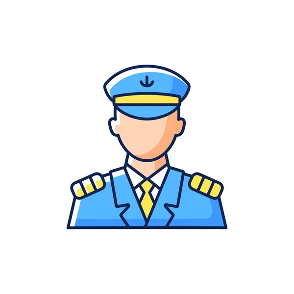 Male Captain Rgb Color Icon Isolated Vector Illustration Person Controling — Wektor stockowy