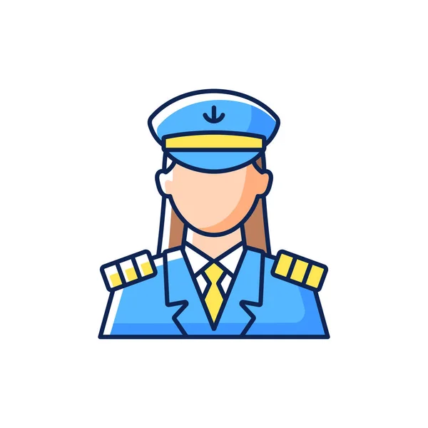 Icono Color Mujer Capitán Rgb Ilustración Vectorial Aislada Persona Principal — Vector de stock