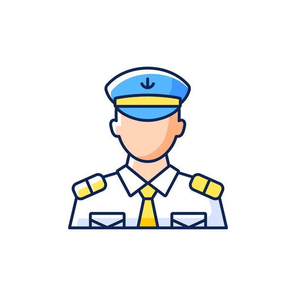 Αρσενικό Επικεφαλής Αξιωματικός Rgb Χρώμα Εικονίδιο Μεμονωμένη Διανυσματική Απεικόνιση Βοηθάω — Διανυσματικό Αρχείο