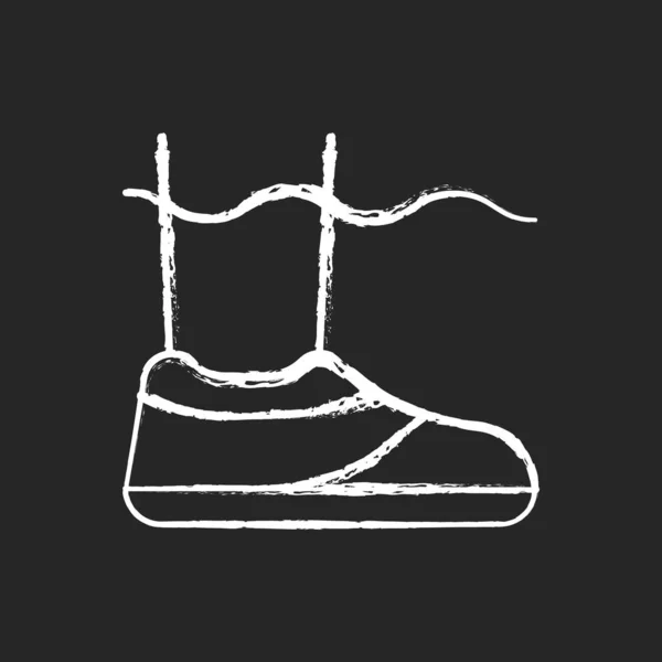Ayakkabıları Koyu Arkaplanda Beyaz Tebeşir Simgesi Islak Kayalık Bir Ortamda — Stok Vektör