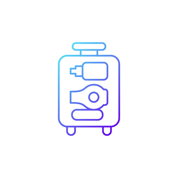 Open Suitcase Gradient Linear Vector Icon Luggage Cosmetic Hygiene Amenities — Stockvector