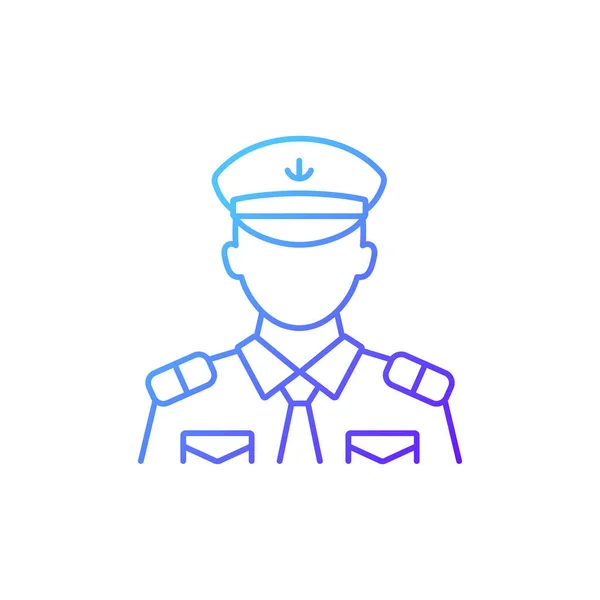 Male Chief Officer Gradient Linear Vector Icon Controlling Crew Cruise — Wektor stockowy