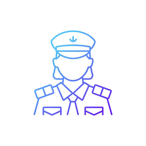 Female Chief Officer Gradient Linear Vector Icon Crew Member Cruise — Wektor stockowy