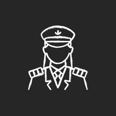 Koyu arkaplanda beyaz tebeşir ikonu var. Gemi yolculuğundaki esas kişi. Yolcular için tatil düzenliyorum. Rahat bir okyanus yolculuğu. Siyah üzerine izole edilmiş vektör çizimi