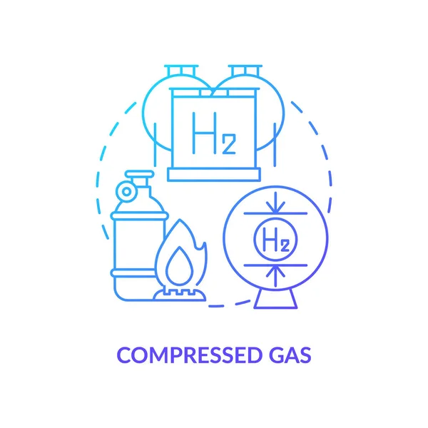 圧縮ガスコンセプトアイコン 水素貯蔵アブストラクトなアイデア細い線図 エネルギー集約型プロセス 圧縮用タンク 周囲温度に近い ベクトル絶縁外形カラー図面 — ストックベクタ