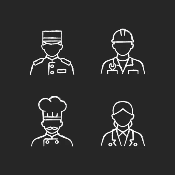 Hotel Service Chalk White Icons Set Dark Background Providing Information — 图库矢量图片