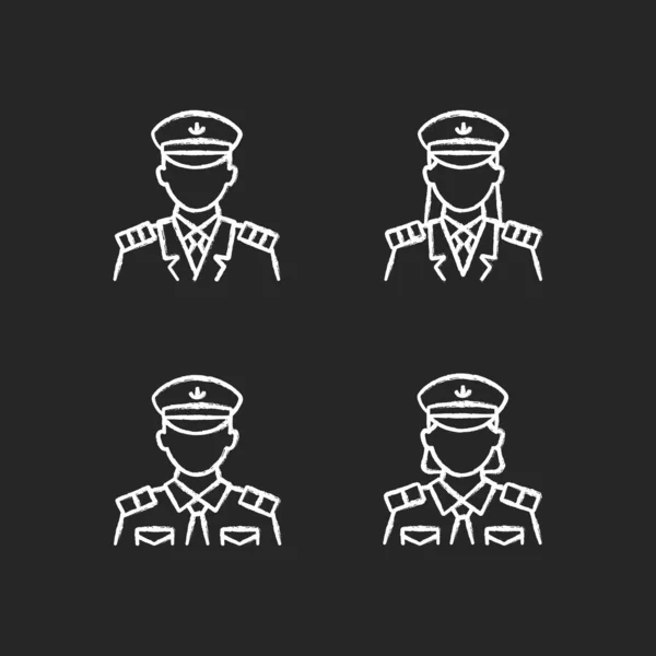 Круїзний Екіпаж Крейдяних Білих Іконок Встановлених Темному Тлі Організація Комфортної — стоковий вектор