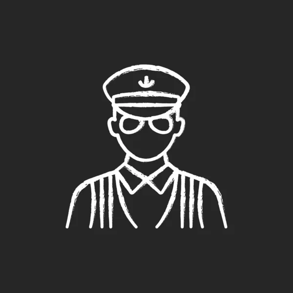 Ruise Ship Security Chalk White Icon Dark Background Protect Passenger — 스톡 벡터