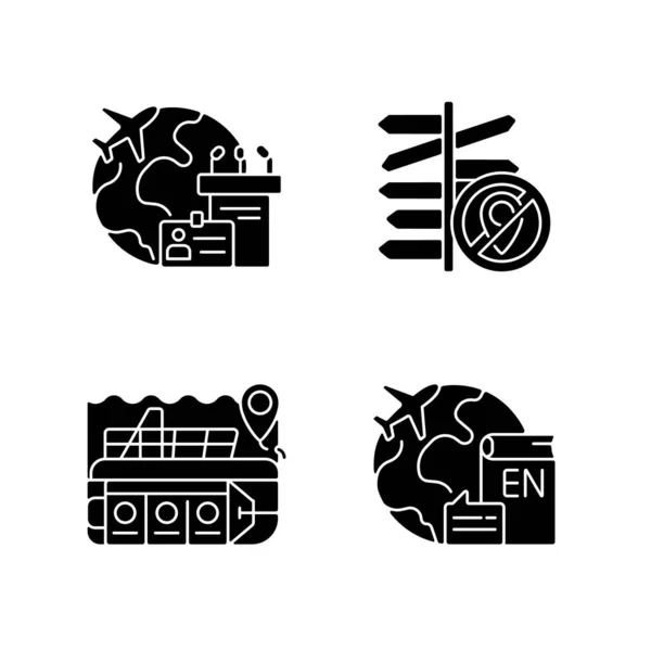 Categories Travel Black Glyph Icons Set White Space Mice Tourism — 图库矢量图片