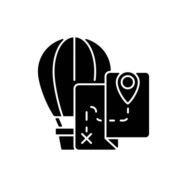 Τουρισμός Αερόστατου Θερμού Αέρα Μαύρο Ανάγλυφο Εικονίδιο Ταξίδι Πτήσης Πέτα — Διανυσματικό Αρχείο