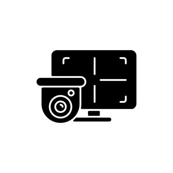 Ikona Černého Glyfu Monitoru Cctv Zařízení Pro Sledování Videa Reálném — Stockový vektor