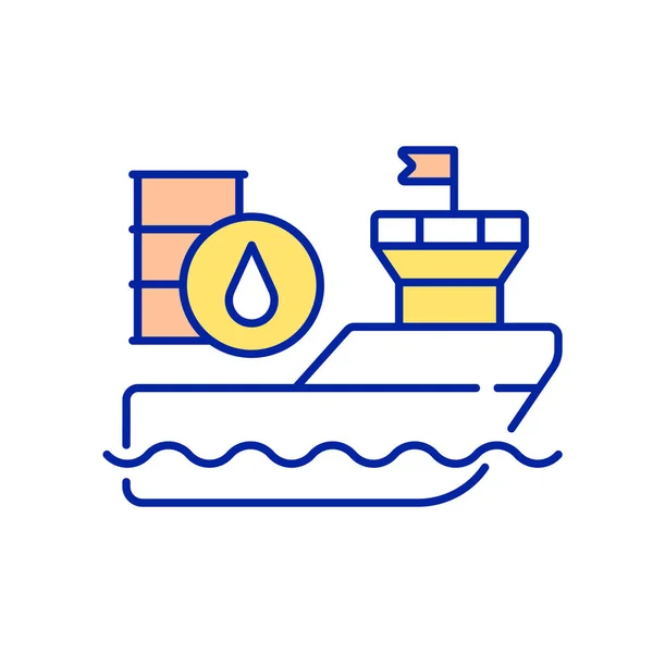 International Freight Shipping Rgb Color Icon Carrying Liquid Cargo Fuel — 스톡 벡터