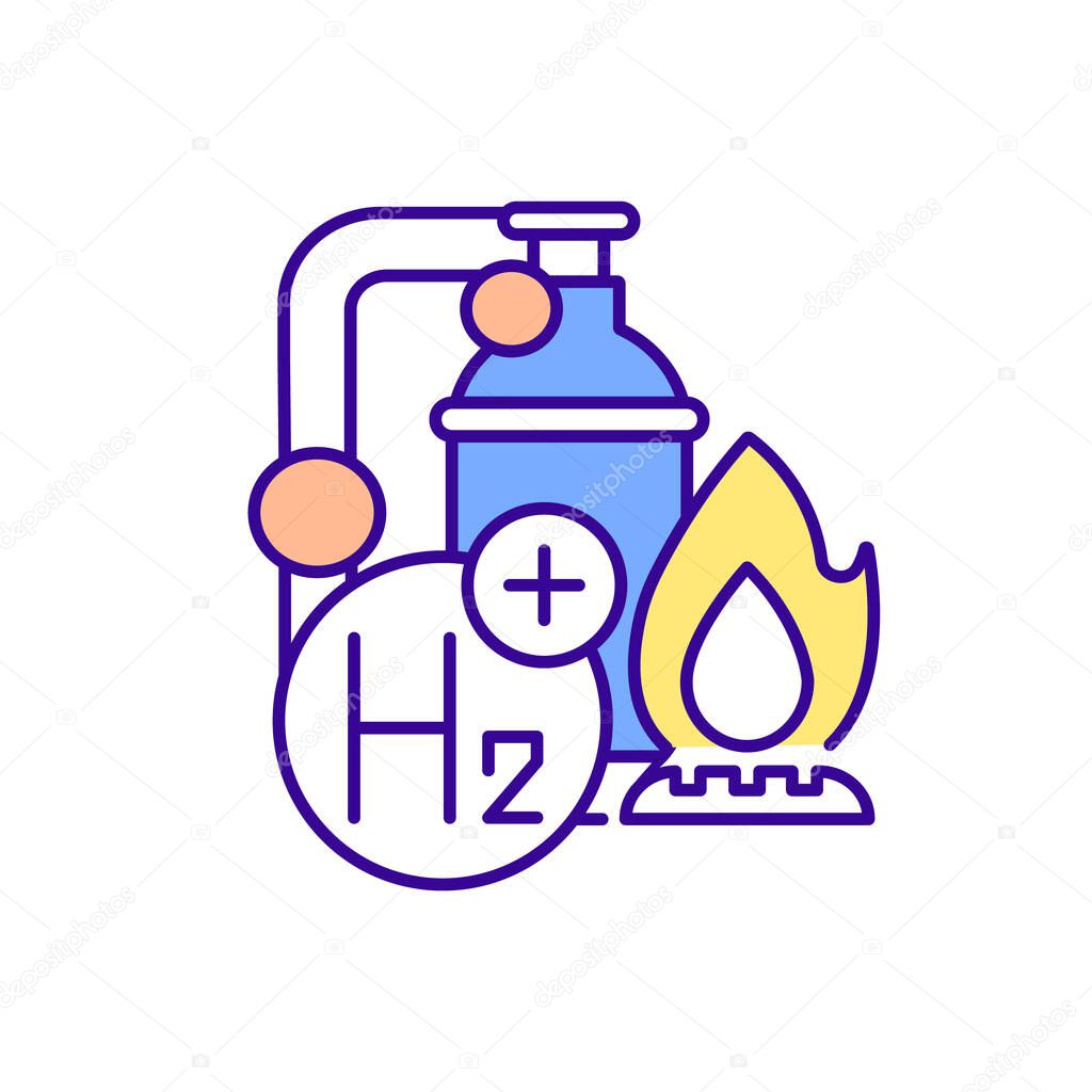 Hydrogen boiler RGB color icon. Decarbonizing heating. Achieving carbon neutrality. Isolated vector illustration. Low-carbon alternative. Net-zero home heating simple filled line drawing
