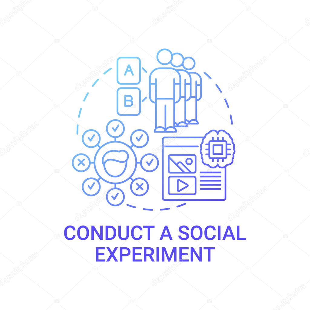 Conduct social experiments concept icon. Viral content method abstract idea thin line illustration. Data analysis. Identify effects and differences. Vector isolated outline color drawing