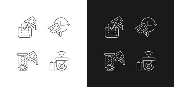 Surveillance System Linear Icons Set Dark Light Mode Electoral Fraud — Stock Vector