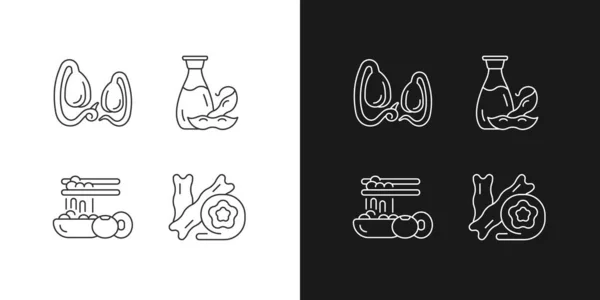 Lineare Symbole Für Sojamahlzeiten Für Den Dunklen Und Hellen Modus — Stockvektor