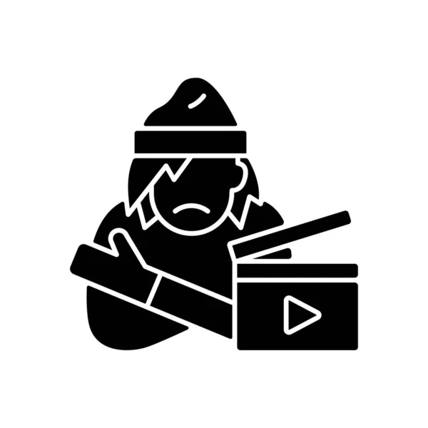 Социальные Видео Символом Черного Глифа Кинематограф Кампании Информированию Общественности Документальный — стоковый вектор