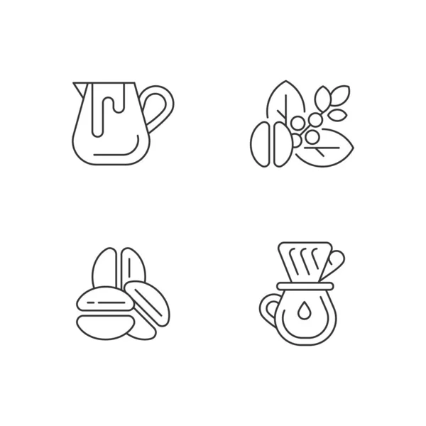 Набір Лінійних Іконок Приготування Кави Молочний Глечик Бариста Сирі Боби — стоковий вектор