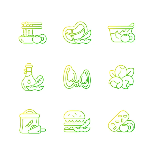 Soy Plants Gradient Linear Vector Icons Set Growing Organic Vegetables — Image vectorielle