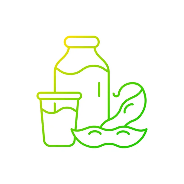 Soy Milk Gradient Linear Vector Icon Plant Based Milk Grinding — Stockvector