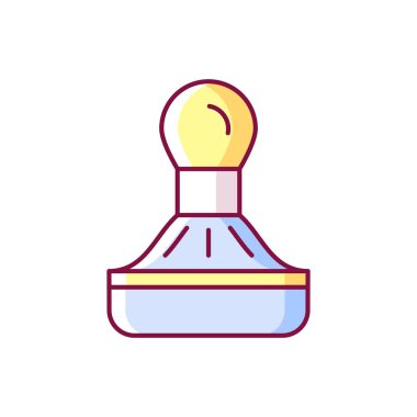 Kahve karıştırıcı RGB renk simgesi. Profesyonel espresso hazırlığı için ekipman. Kahve yapmak için paslanmaz çelik alet. İzole vektör çizimi. Barista aksesuarları basit doldurulmuş çizgi çizimleri