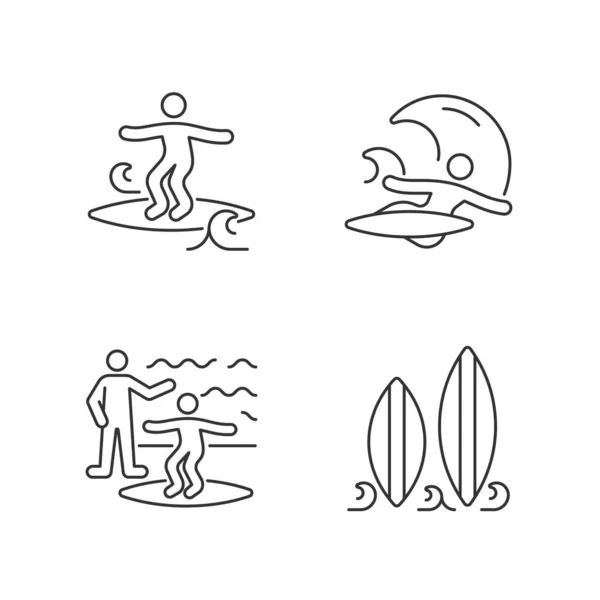 Набор Серфинга Крошечные Волны Серфинга Полетный Маневр Занимаюсь Серфингом Настраиваемые — стоковый вектор