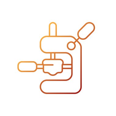 Espresso makinesi gradyan doğrusal vektör simgesi dolduruluyor. Americano 'yu hazırlamak için ticari cihaz. Barista aksesuarları. İnce çizgi renkli semboller. Modern tarz pictogram. Vektör izole çizimi