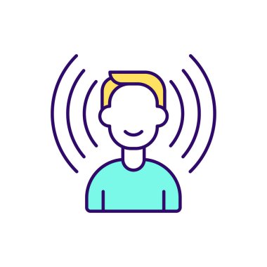 RGB renk ikonu sosyal konularda farkındalığı artırıyor. Bilinçli olmak. Farklı zorluklarla karşı karşıyayız. İzole vektör çizimi. Çevrenin farkında olmak, sağlık için basit çizgi çizimi