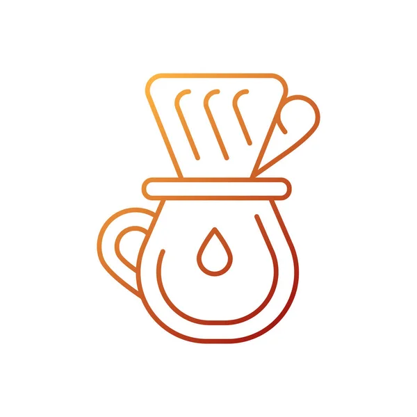 Drip Coffee Gradient Linear Vector Icon Filter Brewing Espresso Utensils — Stock Vector