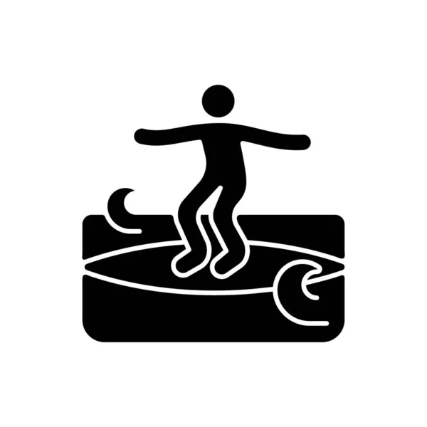 Krümelige Wellen Surfen Mit Schwarzem Glyphen Symbol Surftricks Auf Matschigen — Stockvektor