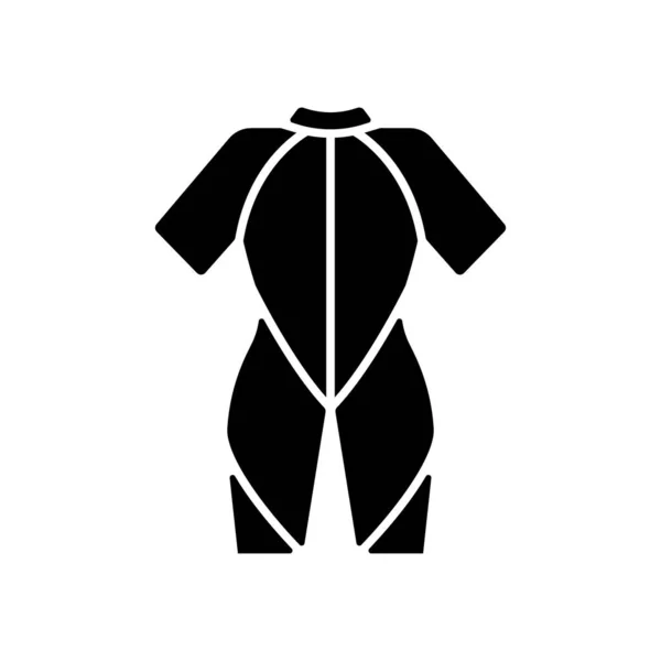 黒のグリフのアイコンをウェットスーツ 水の中で時間を過ごすための特別なスーツ 暖かさを保ちなさい 複数の層から作られています 伸縮性ゴム素材 白い空間にシルエットのシンボル ベクトル分離図 — ストックベクタ