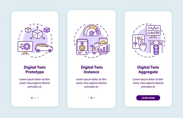 Digitais Tipos Gêmeos Onboarding Tela Página Aplicativo Móvel Automação Protótipo —  Vetores de Stock