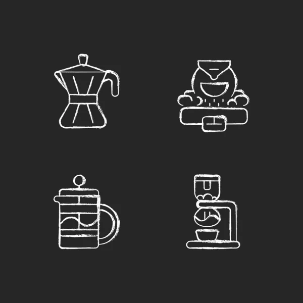 기구를 만드는 아이콘은 어두운 설정되어 커피콩을 전문적 상업용 커피볶는 프랑스 — 스톡 벡터