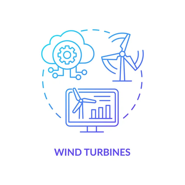 风力涡轮机概念图标 工业数字双应用程序 生态电源 能源创造抽象概念细线图解 矢量隔离轮廓彩绘 — 图库矢量图片