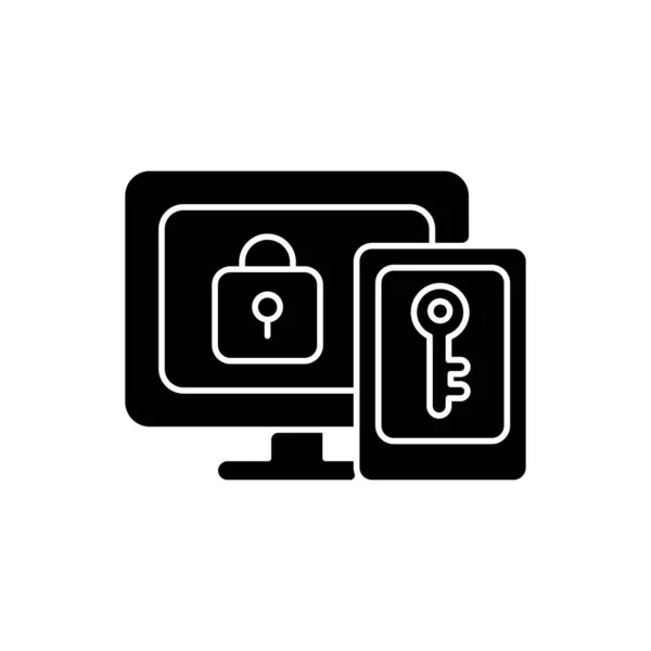 Multi Faktor Authentifizierung Schwarzes Glyphen Symbol Bereitstellung Zweier Verifikationsfaktoren Passwort — Stockvektor