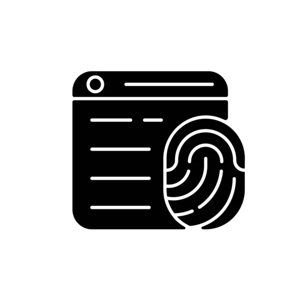 Browser Fingerprinting Black Glyph Icon Collecting Information Users Websites Track — Stock Vector