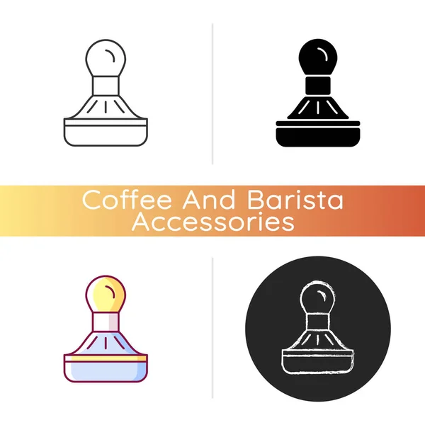 Kaffeemaschinen Symbol Ausrüstung Für Professionelle Espressozubereitung Edelstahl Utensil Für Die — Stockvektor