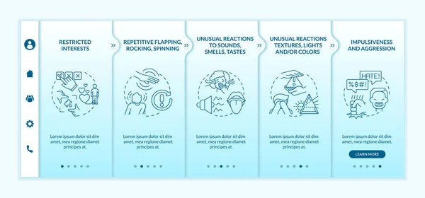 Asd Diagnose Onboarding Vector Template Responsieve Mobiele Website Met Pictogrammen — Stockvector