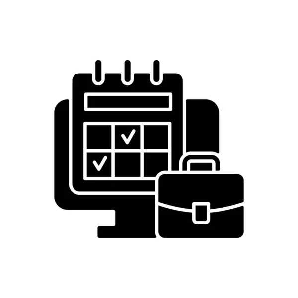 Онлайн Календарь Черный Глиф Значок Расписание Деловых Дат Событий План — стоковый вектор