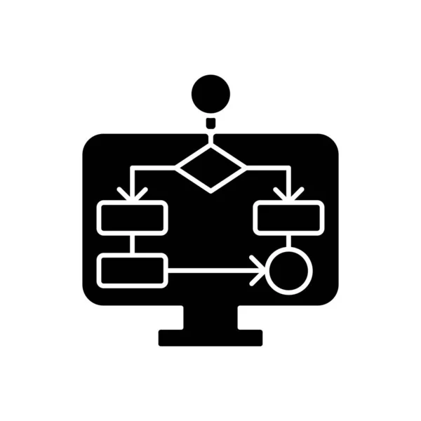Aufgabenschemata Schwarzes Glyphen Symbol Präsentation Für Geschäftsprojekt Forschungsbericht Aus Der — Stockvektor
