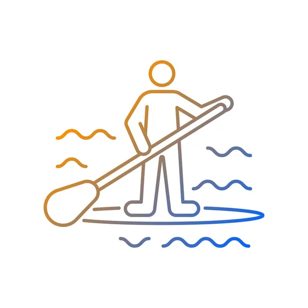 Paddle Board Surfing Gradient Lineares Vektorsymbol Sup Surfen Oberkörpertraining Gleichgewicht — Stockvektor
