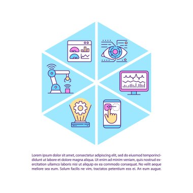 Metinli dijital ikiz konsept çizgisi simgeleri. Kopya uzayı ile PPT sayfa vektör şablonu. Broşür, dergi, gazete tasarımı. Beyaz üzerine yenilikçi bilgisayarlar doğrusal çizimler